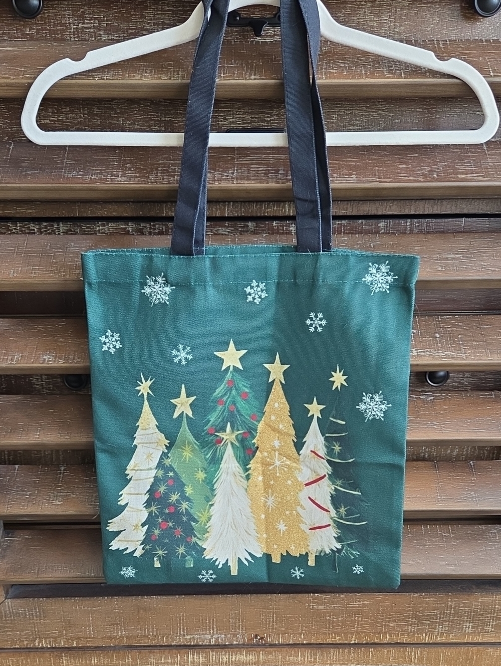 Canvas Christmas Holiday  Tote or Gift Bag with Festive Tree Print, 13x15, LNWOT